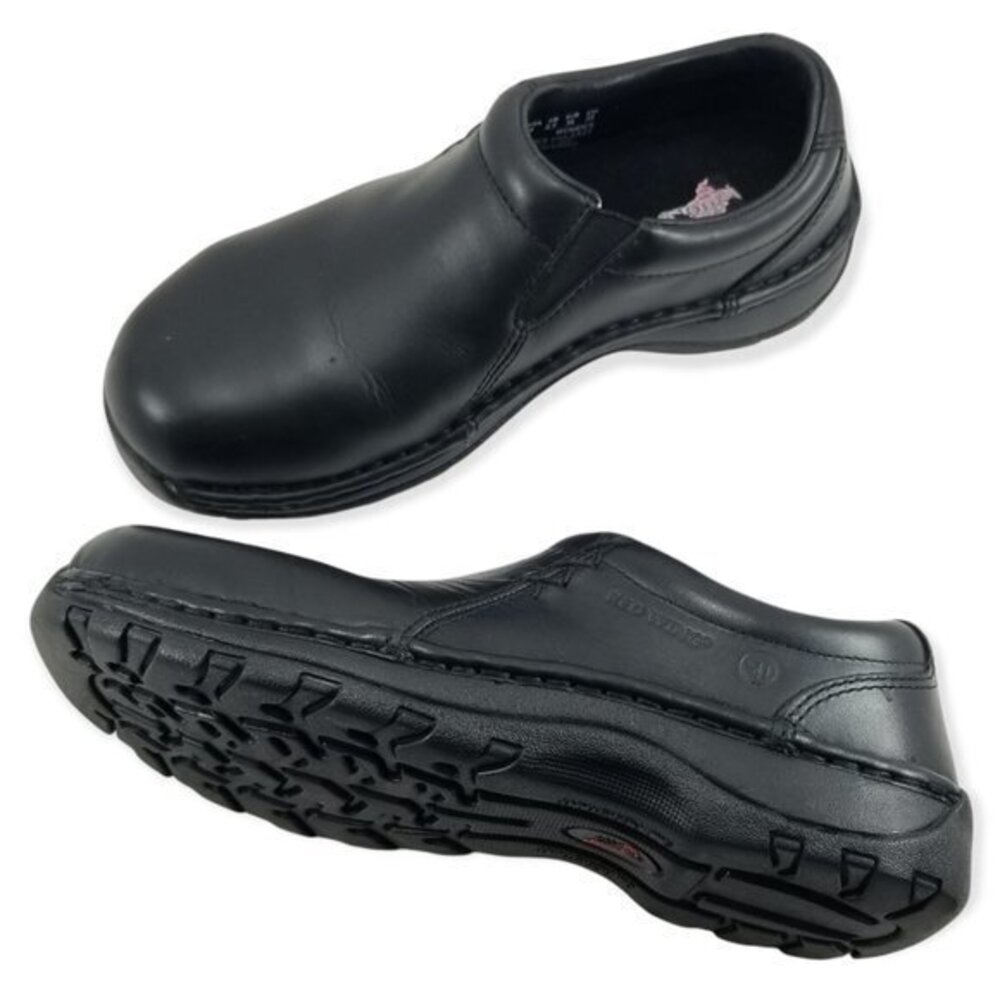 Red Wing # 2321 Leather Aluminum Toe Safety Slip On Shoes in Black Size 6B